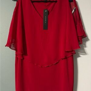 Atelier 29 Red V-Neck Flutter Sleeve blouse